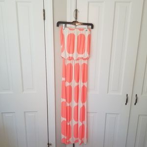 White and bright coral maxi